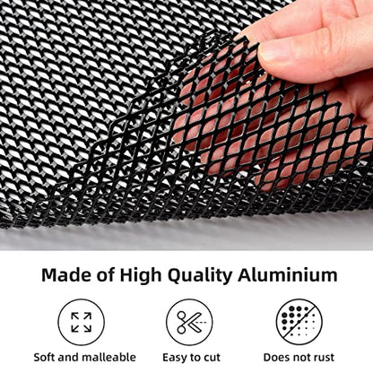 AggAuto Universal 40"x13" Car Grill Mesh 5x10mm Rhombic Hole Black | Aluminum Alloy Automotive Grille Insert Bumper, One of the Most Multifunctional Shape Grids 100x33cm - size: 5x10mm Rhombus - Black