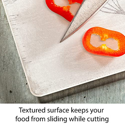 CounterArt Heart of the Home 3mm Tempered Glass Cutting Board 12" x 15" | Serving Board, Charcuterie Board - color: Heart of the Home