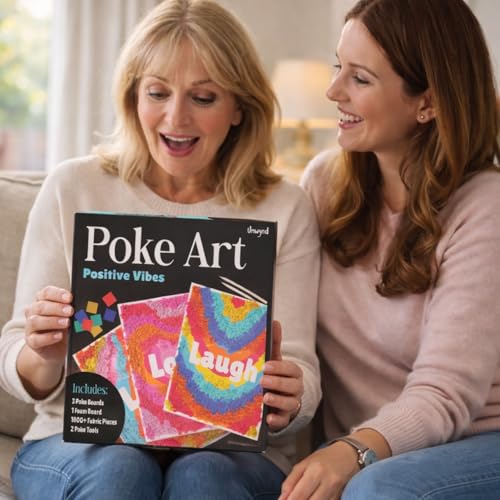 Unwynd Poke Art Positive Vibes Flower Bouquet Kit for Adults, Women & Teens | Hobby activity, brain puzzles, adult, 12 illustration sheets, 12 pages of stickers, 12 colour pages Rubbing Plates & Supplies - style: Positive Vibes