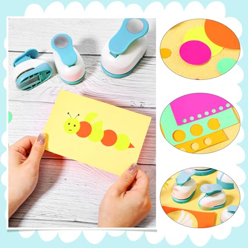 CHENGU 6 Pcs Circle Punch Set 3in/2in/1.5in/1in/0.6in/0.3in Scrapbook Hole Punchers Crafting with 10 Sticker Paper Round Cutter Scrapbook for Office Supplies DIY Albums Photos(Blue) - color: Blue, style: Circle