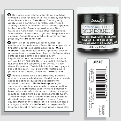 DecoArt Americana Decor Satin Enamels Paint – Classic Black, 3 Pack (8 fl oz) – Satin Finish DIY Paints for Furniture, Home Décor & Craft Projects - color: Black (3 Pack)