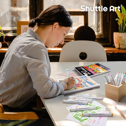 Shuttle Art Marker Pad, 70 Sheets, Spiral-Bound, 12”x9”, 110LB/180GSM Paper | Portable Sketchbook, Smooth Surface, Alcohol Markers Bleedproof Art Paper Great for Artists to Draw, Paint & Sketch - size: 12x9 inch