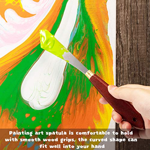 Honoson 2 Pcs Palette Knife Set Spatula Pallet Stainless Steel Wood Handle | Mixing Scraper Oil Painting Accessories,Metal Knives Wood Handle, Art Acrylic Draw Color Mixing Supplies, 2 Sizes