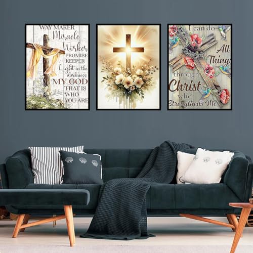 3 Pack Diamond Art Kits for Adults, Cross Diamond Painting Kit 11.8x15.7 in - color: 3 Pack Cross, size: 11.8x15.7in(30x40cm)