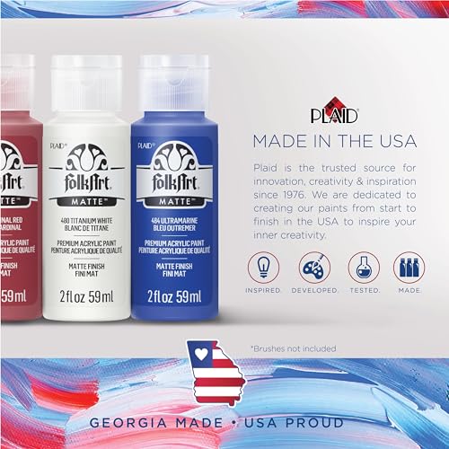FolkArt Mindful Matte Acrylic Craft Paint Kit, Reflective Colors, 21 Piece Set with 8 Paints and 13 Premium Paintbrushes - color: Reflective