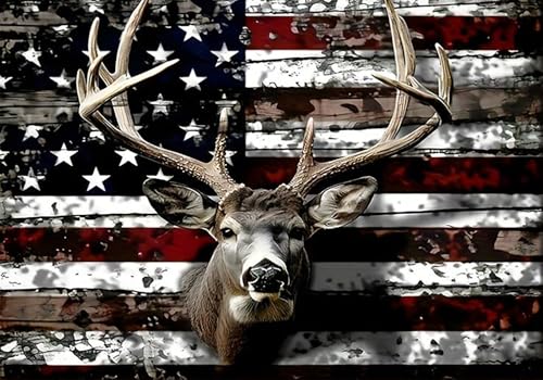 Diamond Art Kits for Adults,America Deer Diamond Painting Kits 12 x 16in | Diamond Painting Kit - Sparkling Full Drill Design Perfect for Home Decor, Holiday Gifting, And Relaxing Crafting 12x16inch - color: DP03045