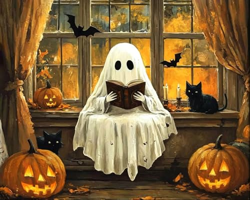 ARPADAMO Halloween Diamond Art Kits for Adults Cute Ghost Reading 12x16in - color: DP04083