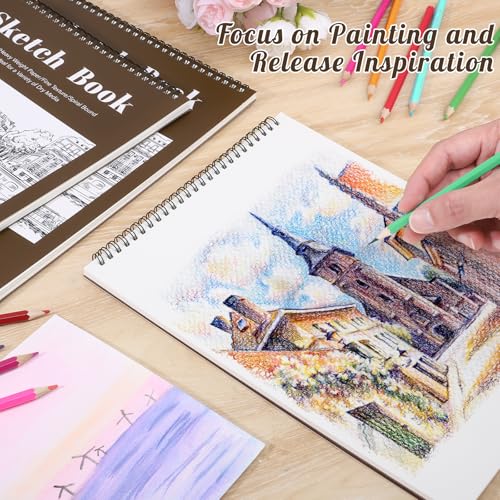 12 Pack Sketch Books 5.5 × 8.5 in, Top Spiral, 100gsm Drawing Paper - color: Tan, size: 5.5 × 8.5Inch（12 Pack）