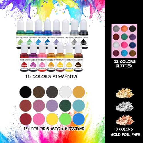 KISREL Epoxy Resin 82oz - Clear Epoxy Resin Kit with 15 Pigments and 15 Colors of Mica Powders - No Yellowing No Bubble Casting Resina for Art Crafts, Jewelry Making, Wood & Resina Molds(41oz x 2) - size: 82oz