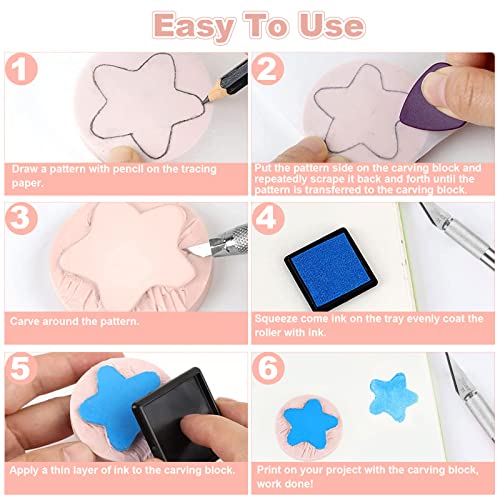 CertBuy 30 Pack Linoleum Blocks for Printmaking, Pink Rubber Carve Block, Round Print Blocks for Stamping, Rubber Block Printing, Linoleum Blocks for Craft