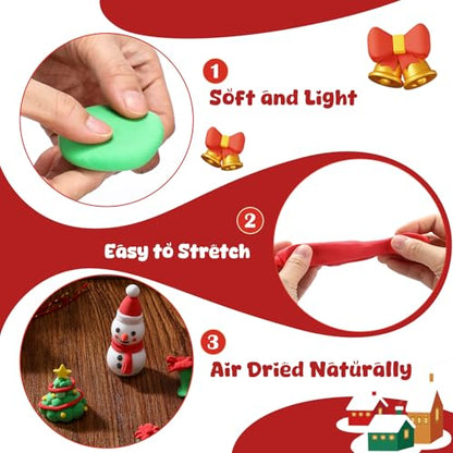 VioraWhite 72 Pcs 38oz Air Dry Clay Bulk Modeling Clay,Christmas Color - color: Christmas Color