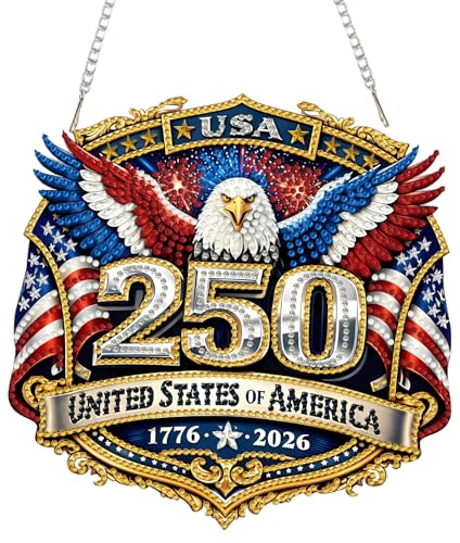 Lndependence Day Hanging Diamonds Art kit for Adult, USA 250th AnniversaryDIY Diamonds Painting Art Kit, Acrylic Diamonds Painting Suncatcher Board Kit Ornament, Special Crystal Diamond Hanging - color: DP03852