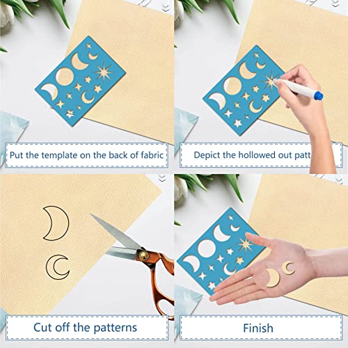 GORGECRAFT 2 Styles Jewelry Shape Template Reusable Leather Earring Templates Plastic Moon Star Sun Cutouts Cutting Stencil Lapidary Templates for Drawing Earrings Making Jewelry DIY Crafts 5x3.5 inch - style: Lapidary,Sun