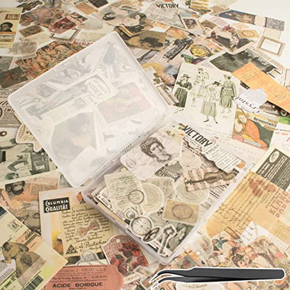 200Pcs Vintage Scrapbook Stickers, Aesthetic Junk Journal Stamping Supplies Kit, Scrapbooking Ephemera Washi Paper for Bullet Journaling Planners Diary Collage - style: Retro Memory