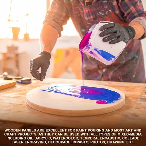 U.S. Art Supply 8" Round Unfinished Cradled Wood Panels for Painting | Studio 3/4" Deep (3 Pack) - Artist Depth Wooden Wall Canvases - Mixed-Media Craft, Acrylic, Oil, Encaustic, Paint Pouring - size: 8", style: Round Studio Depth