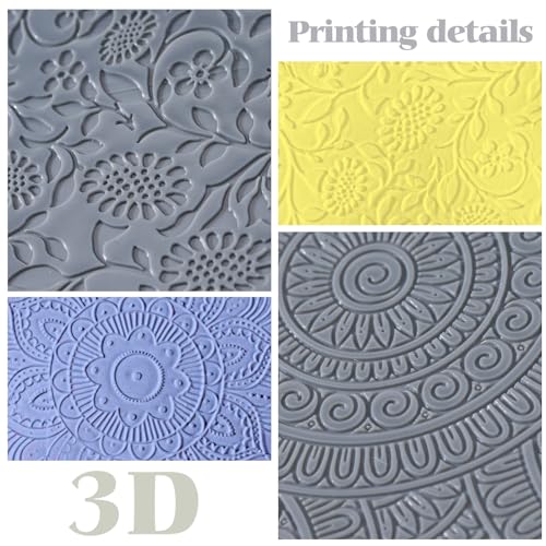 DoubleFill 12 Pcs Polymer Clay Texture Sheets Mat Works with Polymer Clay Cutter Embossin Roller DIY Tools for Pottery Earrings Jewelry Making DIY Craft Supply - style: Boho