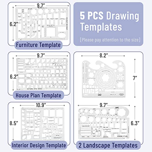 Mr. Pen- Professional Drafting Tools & Geometry Set with Case, 17 pcs - color: Clear, size: 17 pcs