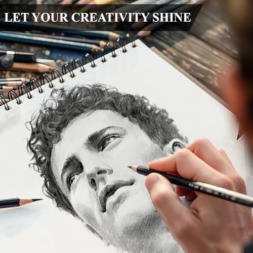 Yagol Sketch Book 9x12, 100 Sheets Spiral Bound Sketchbook, 68lb/100gsm Acid-Free Drawing Paper Pad for Sketching, Pencil, Charcoal & Dry Media, Art Sketch Pad for Students, Beginners & Artists.