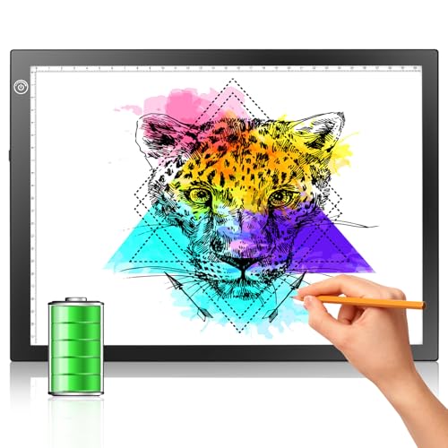 Rechargeable Drawing Board, Light Box Trace Pad Copy Table for Kids Gifts - color: BLACK, size: 10" x 15"