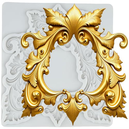 Baroque Relief Frame Polymer Clay Molds Photo Frame Silicone Mold | DIY Craft Epoxy Resin Casting Polymer Clay Tools Crafts Air Dry Jewelry Making - color: Style E