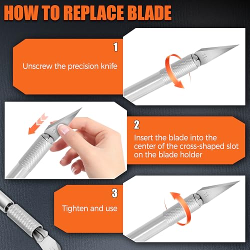 Exacto Knife Set,4 Knife with 14p SK5 Steel Blades for Carving,Scrapbooking - size: 18-PCS