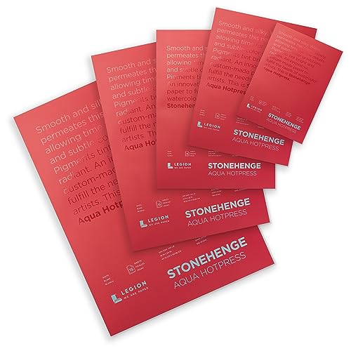 Stonehenge Aqua White Medium Weight Block, 140lb, Hotpress, 9 x 12 Inches, 15 Sheets for Wet and Dry Media