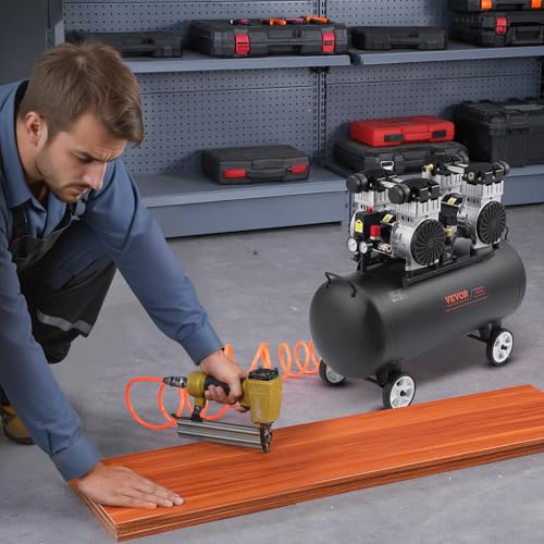 VEVOR Air Compressor, 20 Gallon Steel Tank, 4HP 10.6 CFM@90 PSI Oil Free Air Compressor & Max. 125PSI Pressure, 78dB Ultra Quiet Compressor for Auto Repair, Tire Inflation, Spray Painting (220V 60Hz) - size: 20 Gallon