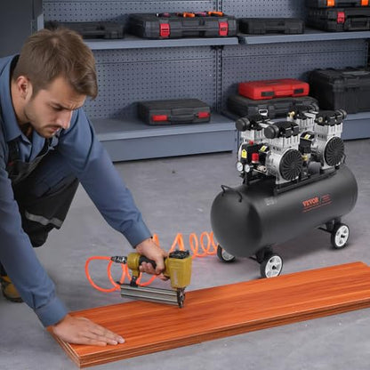 VEVOR Air Compressor, 20 Gallon Steel Tank, 4HP 10.6 CFM@90 PSI Oil Free Air Compressor & Max. 125PSI Pressure, 78dB Ultra Quiet Compressor for Auto Repair, Tire Inflation, Spray Painting (220V 60Hz) - size: 20 Gallon