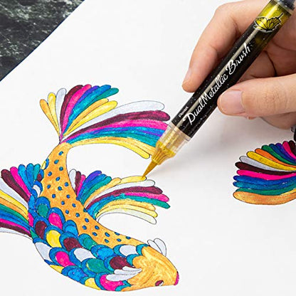 Pentel XGFH-DX Dual Metallic Brush, Gold - color: Gold