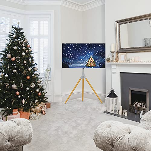 UPGRAVITY Gray TV Easel Stand with Tripod Base for 45-65 inch Screens | 180°Swivel Tripod TV Stand for Apartment, Bedroom, Studio - Height Adjustable Portable TV Stand w/Cable Ties - color: Gray