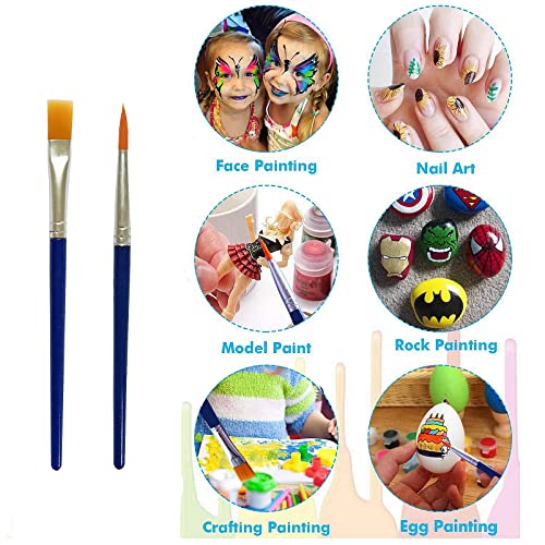 50 Pcs Small Paint Brushes for Kids, Teens, Short Handle Paint Brushes Bulk for Detail Painting (10.5cm (25 Flat + 25 Round))