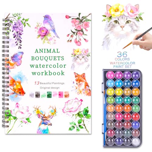Watercolor Workbook Set with 36-Color Palette & Brushes - color: 36Colors