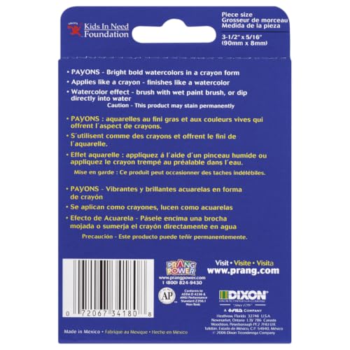 Prang Payons Watercolor Crayons, Round Sticks, 3.5 x 0.313 Inches, Box of 8 Crayons, 8 Assorted Colors (34180) - style: Box of 8, 1-Pack