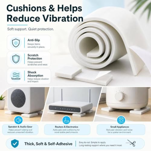 DGSL Foam Insulation Neoprene Sheets with Adhesive, 12''W x 59''L x 1/8''T | Weatherproof Soundproof Padding for Automotive, Multi-Function Soundproof Large Closed Cell Neoprene Rubber Roll, White - color: White, size: 12 in x 59 in x 1/8 Inch