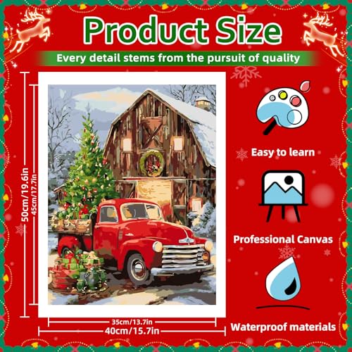 Reivworl Christmas Paint by Numbers Kit for Adults Beginner 16×20 inch | Christmas Paint by Number Kits 16×20 inch, Crafts on Canvas with Gifts. - color: 20-Truck