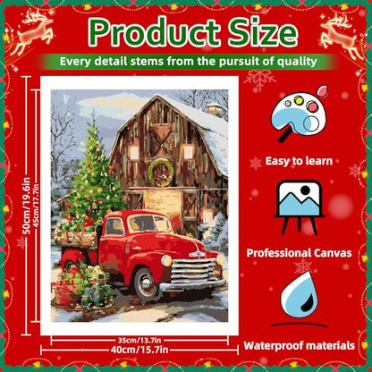 Reivworl Christmas Paint by Numbers Kit for Adults Beginner 16×20 inch | Christmas Paint by Number Kits 16×20 inch, Crafts on Canvas with Gifts. - color: 20-Truck