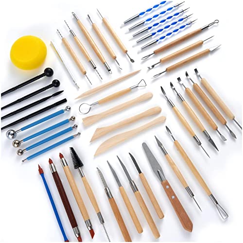 Clay Sculpting Tools for Pottery, Polymer & Air Dry Clay, 44 PCS - color: RED