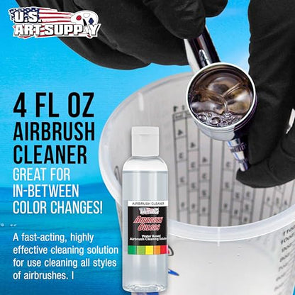 U.S. Art Supply Airbrush Cleaner, 4oz Bottle - Cleaning Solution | Water-Based Mediums, Acrylic Paint, Makeup - Air Brush Cleaner for Clogged Airbrushes, Paint Brushes, Artist Tools