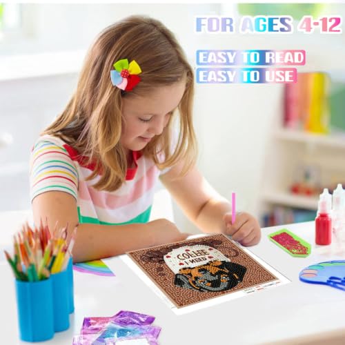 Dog Diamond Art Painting Kits for Kids with Frame Ages 4-8-12 (7x7 inch) - color: CC1149