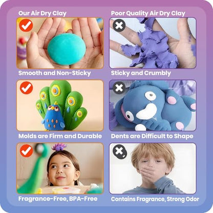 Air Dry Clay Kits,18 Animals Modeling Magic Clay for Kids, DIY Model Magic Clays,18 Set Molding Clays, Ultra Light, Soft & Non-Sticky, Arts and Crafts Gift for Kids
