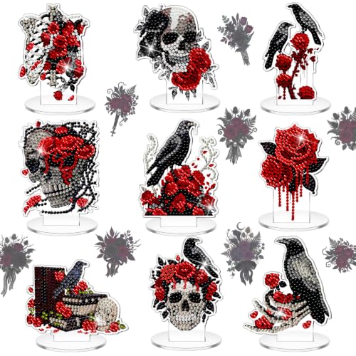 Kosiz 9 Pcs Halloween Diamond Painting Tabletop Decorations for Adults - style: Gothic