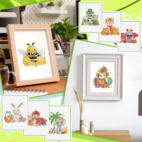 Xuhal 30 Pcs Interchangeable Diamond Art Kits for Adults DIY Holiday | Seasonal Animals Diamond Paintings Rhinestone Gem Art Crafts for Easter Spring Summer Home Wall Table Decor Gifts - style: Festival