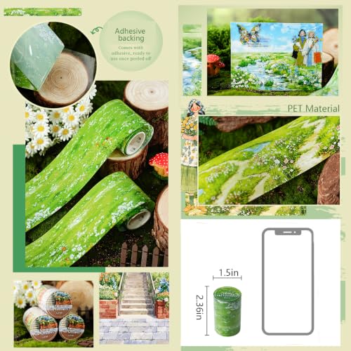 PET Tape Stickers for Scrapbooking Supplies,Nature Journal Stickers for DIY - color: Song