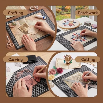 Professional A4 Self-Healing Cutting Mat, Non-Slip Craft Cutting Board with Grid, Durable PVC Material for Handmade Scrapbooking, Sewing, Model Making and Office Desktop Protection