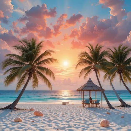 5D Beach Sunset Diamond Art kits for Adults Beginners 13.8x13.8inch - color: KM1195-1