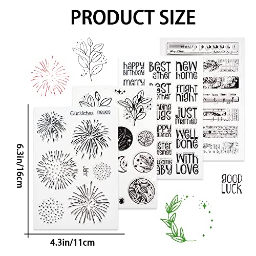 4 Themes 45Pcs Clear Stamps, Retro Rubber Clear Stamp, Transparent Silicone Stamps Seal for DIY Scrapbooking Card Making Decoration, Style C - style: Style C