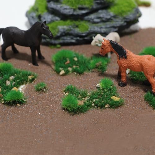 Kai Dream Miniature Static Grass and Stone Bush Clusters for Diorama, Train Landscape, Railroad Scenery, Wargaming (Dark Green) - color: Dark Green