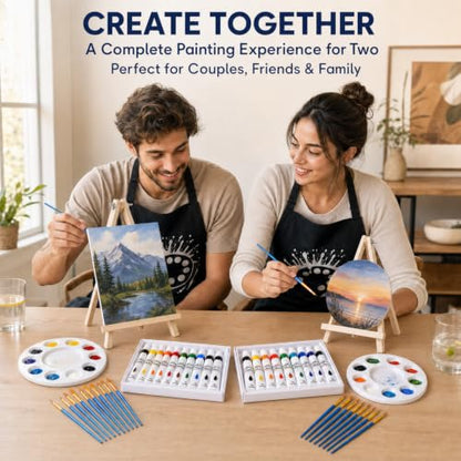 Hdviai Sip and Paint Kit for Couples, 56-Piece Set with Easels and Canvas - size: 58Pack 8 x 10inch
