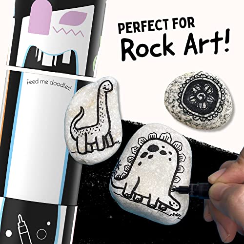 5 Black Acrylic Paint Marker Pens for Rock Painting, Wood, Glass | Fine Tip, Thin Point & Jumbo Black Paint Pen (1mm, 3mm, 6mm, 10mm, 15mm) for Plastic, Canvas, Fabric, Tire, Metal, Glass - color: Black