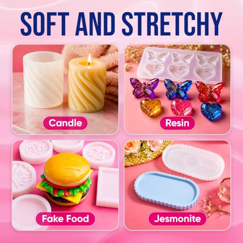 Craft Resin Fast-Curing Soft Silicone Mold Making Kit, Shore 15A – 34 oz | Cures In 4 Hours. Translucent Platinum Cure Silicone. 1:1 Liquid Silicone Mix, For Resin, Soap, Candle And Complex 3D Molds. - size: 34 Oz Soft